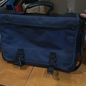 Navy blue soft fabric laptop and shoulder bag - Anvil- excellent condition